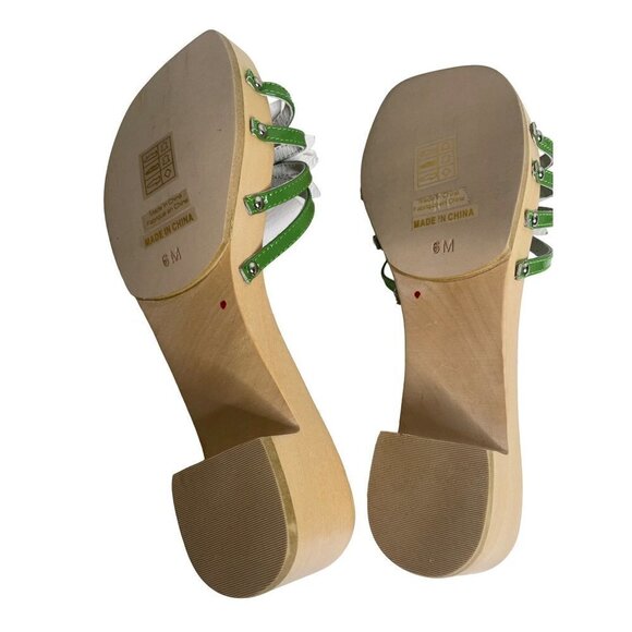 NEW Jeffrey Campbell X Free People Blossoms Wooden Sandal Size 6 Green - Picture 6 of 6